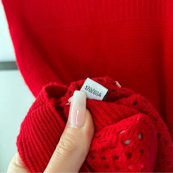 [S] Pinko Italian Luxury Viscose Knit Tank with Ruffle Edge in Candy Apple Red - Picture 8 of 11